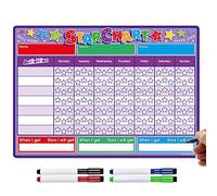 TMS Reward Chart for Children | Magnetic Star Chart for Recognising and Inspiring Good Behaviour in Toddlers and Kids, Boys and Girls | Comes with 4 Magnetic Coloured Dry Wipe Pens (Purple)