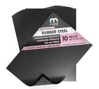 TMS Rubber Steel Sheets | Self-Adhesive Ferrous for Wargaming Miniature Transportation, Magnetic Display or Hobby Purposes | 10 Pack | 0.5mm Thick | A4 (30×21cm)