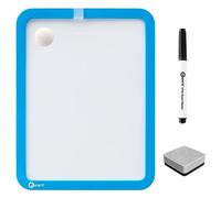 TMS Small Magnetic Whiteboard for Fridge | A4 Mini Dry Erase Notice Board for Memos or Notes | Kids White Board for Home, Kitchen or Planner Use | Includes Dry Wipe Marker and Eraser (Sky Blue)