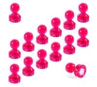 TMS Small Strong Fridge Magnets, 14 Pink Magnetic Push Pins for Whiteboards, Office Calendars, Wire Wall Notice Boards, Maps, Memo Boards, Neodymium Skittle Marker Magnets (Pink, Small (14 Pins))