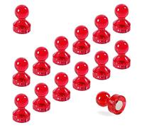TMS Small Strong Fridge Magnets, 14 Red Magnetic Push Pins for Whiteboards - Office Magnets for Calendars, Wire Wall Notice Boards, Maps, Memo Boards, Neodymium Skittle Marker Magnets