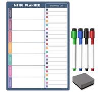 TMS Weekly Menu Planner A4 | Dry Erase Meal Planner, Whiteboard and Shopping List for Your Home, Kitchen, Fridge and Family | with 4 Dry Wipe Pens and Eraser (Navy Blue, A4)