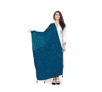 TMS Woman's Embroidered Chiffon Dupatta Scarf Shawl Wrap Soft Indian Bridal Wedding - Blue - 90" X 30" || 228 cm X 76cm