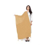 TMS Woman's Embroidered Chiffon Dupatta Scarf Shawl Wrap Soft Indian Bridal Wedding - Brown - 90" X 30" || 228 cm X 76cm