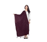 TMS Woman's Embroidered Chiffon Dupatta Scarf Shawl Wrap Soft Indian Bridal Wedding, Purple, 90" X 30" || 228 cm X 76cm