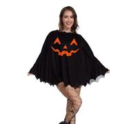 TMSD Halloween Women's Black Pumpkin Face Poncho Cosplay Costume