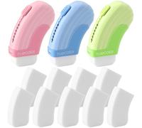 Tmtains 12Pack Sliding Retractable Eraser 3Pcs Large Push up Mechanical Eraser with 9Pcs Erasers Refills Cute Art Drawing Pencil Erasers for Home Office Supplies Funny Stationery Gifts for Boys Girls