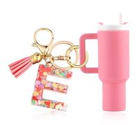 Tmtains 2Pcs Mini Tumbler Keychain Chapstick Holder Accessories for Stanley Cup Key Ring Funny Cute Cup Key Chains for Women, E, S