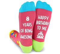 Tmtains Birthday Gifts for Girls Cotton Funny Socks with Grips Cute Soft Pink Warm Sock Non Slip Winter Thick Slipper Socks, 8 Years Old, Medium-Large