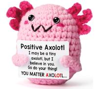 Tmtains Positive Crochet Axolotl Gift Funny Emotional Support Handmade Plush Gifts for Women Coworker Friend Mini Mental Health Encouragement Inspirational Birthday Room Office Decor