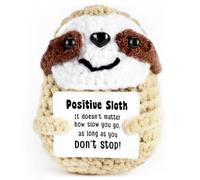 Tmtains Positive Crochet Sloth Gift Funny Emotional Support Handmade Plush Gifts for Women Coworker Friends Mini Mental Health Encouragement Inspirational Birthday Room Office Decor