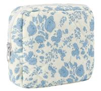 Tmtains Small Makeup Bag for Purse Mini Cotton Quilted Cosmetic Bags for Women Cute Pink Bow Makeup Pouch Portable Travel Toiletry Bag with Zipper Sanitary Napkin Slip in Pockets Birthday Gift