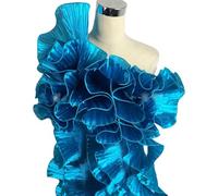 TMTGTS 6 Yards Ruffled Fabric Organza Border Colour Gradient Lotus Leaf Border Stage Decorative Applique Pleated Ruffle Trim Lace Fabric Suitable for Stage Styling Wedding Dresses (Sky Blue)