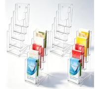 TMWEFUSC 4 Pack Acrylic Brochure Holder 5 Tier Clear Brochure Display Stand Impact Resistant Sturdy Literature Rack Organizer Plastic Brochure Holder for Magazine, Literature, Booklet (4)