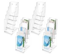 TMWEFUSC 4 Pack Acrylic Brochure Holder 5 Tier Clear Brochure Display Stand Impact Resistant Sturdy Literature Rack Organizer Plastic Brochure Holder for Magazine, Literature, Booklet (4)