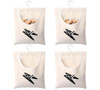 TMWEFUSC 4 PCS Clothes Pin Bags Cotton Canvas Peg Bags with Hanging Hooks,12 x 11 inch Clothespin Peg Organization Holder for Peg Underwear Laundry Room & Outdoor Use