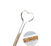 TMXAOK Love Heart Glass Swizzle Sticks with Glitter Rhinestone Crystal Cocktail Stirrers Coffee Drinks Beverage Stirring Stick Hot Chocolate Milk Espresso Stirrers Spoons for Party Cafe Bar, Champagne