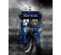TMXON 5D DIY Round D5D DIY Round Diamond Painting Doctor Who Phone Box Diamond Embroidery Pattern 30x40CM