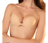 TMYIOYC CURLADY Women's Sticky Push up Adhesive Bra Strapless Invisible Stick on Bras for Backless Dresses, Wedding, Party Beige