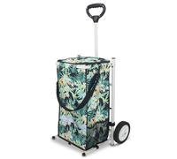TMZ Folding Shopping Trolley, Shopping Cart, Collapsible Push/Pull Carts, Lightweight Foldable Grocery Trolley - 45ltr Capacity (Tropic Style)
