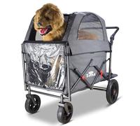 TMZ Pet Stroller for Large & Medium Dogs, Folding Dog Cart with Canopy, Dual Front & Rear Access, Brake, 265 lbs Load Capacity, Multifunctional Folding Trolley for Walking, Camping & Luggage (Grey)