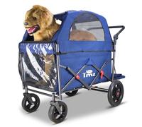 TMZ Pet Stroller for Large & Medium Dogs, Folding Dog Cart with Canopy, Dual Front & Rear Access, Brake, 265 lbs Load Capacity, Multifunctional Folding Trolley for Walking, Camping & Luggage (Blue)
