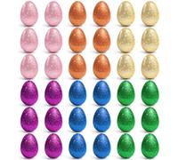 Tmzczz Glitter Easter Eggs Plastic Easter Fillable Hinged Eggs Bulk 2.3 Inch for Hunt Basket Stuffer Surprise Award Prize Party Favor Treats Gifts Assorted Colors (24)