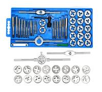 TMZDCJK 40pc Metric Tap and Die Set M3 to M12 - Alloy Steel Threading Tools with Cotter Die, Tap Wrench and Pitch Gauge - Complete Kit (Blue)