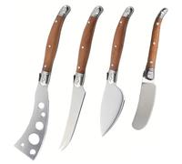 TMZDCJK Cheese Knives Set 4-Piece Small Cutlery Set Stainless Steel Pizza Cutter Butter Knives with Rosewood Handles for Cheese and Charcuterie Board