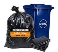 TMZDCJK Heavy Duty Black Bin Bags 120x140cm Tear Resistant | 45μm Thick Strong Wheelie Bin Liners for Home Kitchen Garden & Office - Leak Proof, Puncture Resistant