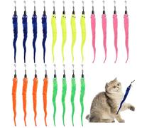 TMZELOA Cat Toy Angel 20 Piece Set - Colourful Cat Toy Worm with Bell Replacement Pendant - Interactive Plush Magic Worm Cat Fishing Toy for Kitten Training and Exercise