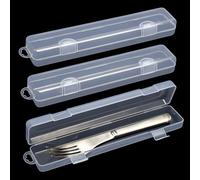 TMZELOA Cutlery Box for On the Go, Pack of 3 27 cm Plastic Portable Cutlery Tray Portable Cutlery Box To Go Storage Box Reusable for On the Go Schools Lunch Boxes Camping Parties Families