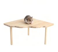 TMZELOA Wood Hamster Platform, Hamster Accessory with Brush, Pet Stand for Hamster Cage, Hamster Hiding Area, Dwarf Hamsters, Gerbils, Deus, Chinchillas, Guinea Pigs and Small Animals (22 cm