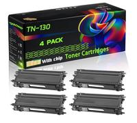 TN-130 Compatible for Brother Toner Cartridges with Chip HL-4040CDN HL-4050CDN HL-4070CDW HL-4040CN HL-4050CDNLT HL-4040 HL-4050 Printers (4 Pack Black)