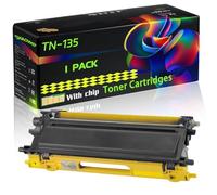 TN-135 Compatible for Brother Toner Cartridges with Chip DCP-9042CDN DCP-9045CDN HL-4040CDN HL-4050CDN Printers (1 Pack Yellow)
