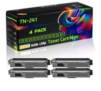TN-241 Compatible for Brother Toner Cartridge with Chip DCP-9020CDW DCP-9015CDW HL-3150CDN Printers (4 Pack Black)