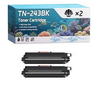 TN-243BK TN-243C TN-243M TN-243Y Toner Cartridge Compatible for Brother DCP-L3510cdw DCP-L3517cdw HL-L3270cdw MFC-L3750cdw Printers (2 Pack Black)