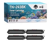TN-243BK TN-243C TN-243M TN-243Y Toner Cartridge Compatible for Brother DCP-L3510cdw DCP-L3517cdw HL-L3270cdw MFC-L3750cdw Printers (4 Pack Black)