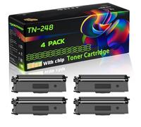 TN-248 Compatible for Brother Toner Cartridge with Chip MFC-L3740DWE MFC-L3760CDW MFC-L8340CDW Printers (4 Pack Black)