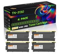 TN-3130 Compatible for Brother Toner Cartridge with Chip HL-5250DN MFC-8460N HL-5240 HL-5270DN Printers (4 Pack Black)
