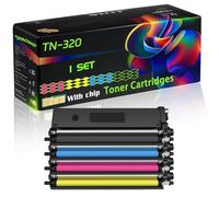 TN-320 Compatible for Brother Toner Cartridges with Chip DCP-9055CDW DCP-9270CDN HL-4140CN HL-4150CDN HL-4570CDW MFC-9460CDN MFC-9465CDN Printers (4-Pack BK/C/M/Y)