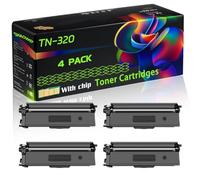 TN-320 Compatible for Brother Toner Cartridges with Chip DCP-9055CDW DCP-9270CDN HL-4140CN HL-4150CDN HL-4570CDW MFC-9460CDN MFC-9465CDN Printers (4 Pack Black)