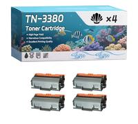 TN-3380 Toner Cartridge Compatible for Brother HL-5440D HL-5450DN HL-5470DW HL-6180 HL-6180DW Printers, High-Definition Printing Effect with Chip, 9000 Pages (4 Pack Black)