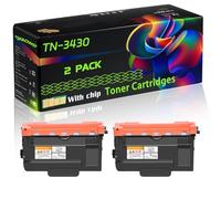 TN-3430 Compatible for Brother Toner Cartridges with Chip DCP-L5500DN DCP-L6600DW HL-L5000D HL-L5050DN Printers (2-Pack Black)
