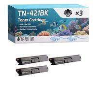 TN-421BK TN-421C TN-421M TN-421Y Toner Cartridge Compatible for Brother DCP-L8410CDW MFC-L8690CDW HL-L8260CDW MFC-L8900CDW Printers (3 Pack Black)