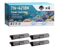 TN-421BK TN-421C TN-421M TN-421Y Toner Cartridge Compatible for Brother DCP-L8410CDW MFC-L8690CDW HL-L8260CDW MFC-L8900CDW Printers (4 Pack Black)