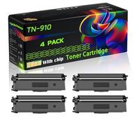 TN-910 Compatible for Brother Toner Cartridge with Chip HL-L9310CDW MFC-L9570CDW HL-L9310CDWT MFC-L9570CDWMT HL-L9310CDWTT Printers (4 Pack Black)