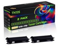 TN135 Compatible for Brother Toner Cartridge with Chip DCP-9040CN DCP-9042CDN DCP-9045CDN HL-4040CN Printers (2 Pack Black)