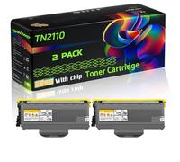 TN2110 Compatible for Brother Toner Cartridge with Chip DCP-7030 DCP-7045 MFC-7320 MFC-7440 MFC-7840 Printers (2-Pack Black)