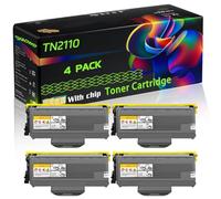 TN2110 Compatible for Brother Toner Cartridge with Chip HL-2140 Mono Printer HL-2150 Mono Printer HL-2170 Printers (4 Pack Black)